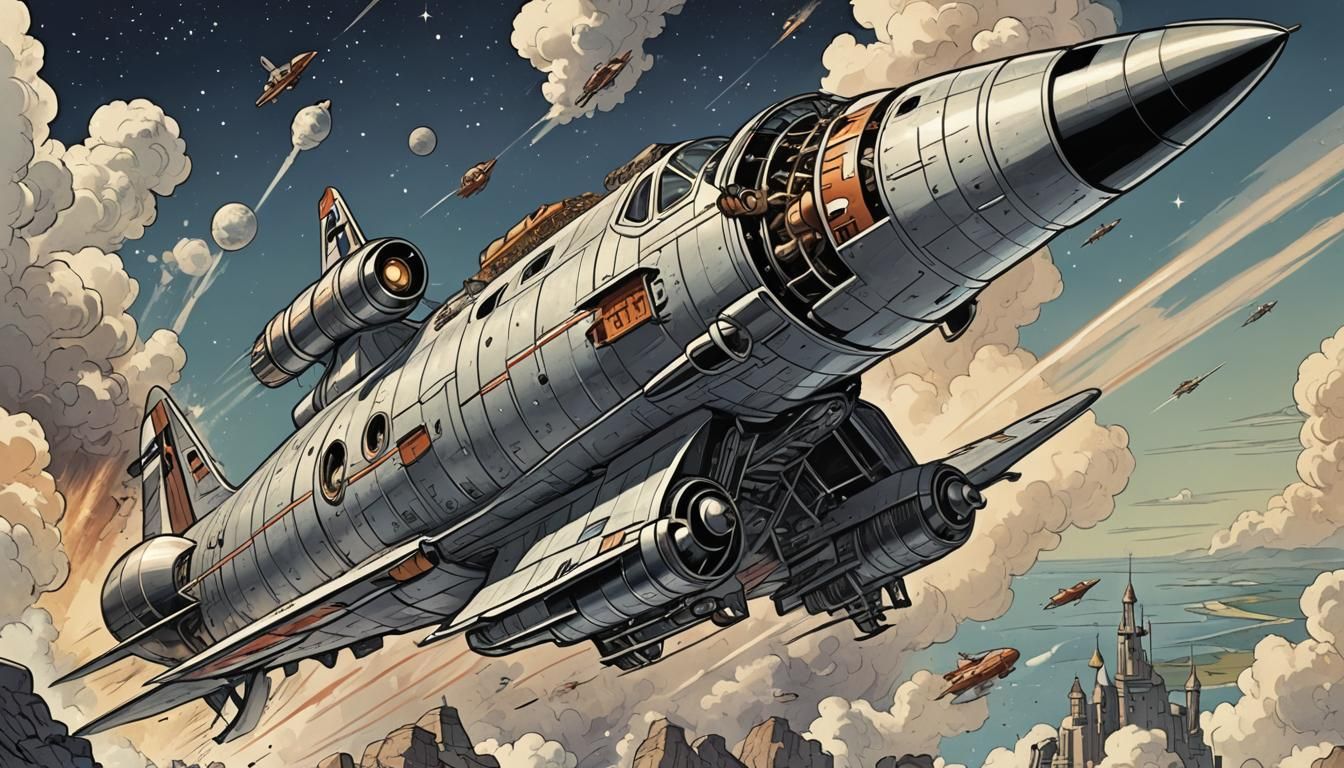 1930s Rocketship in Comic Book Style