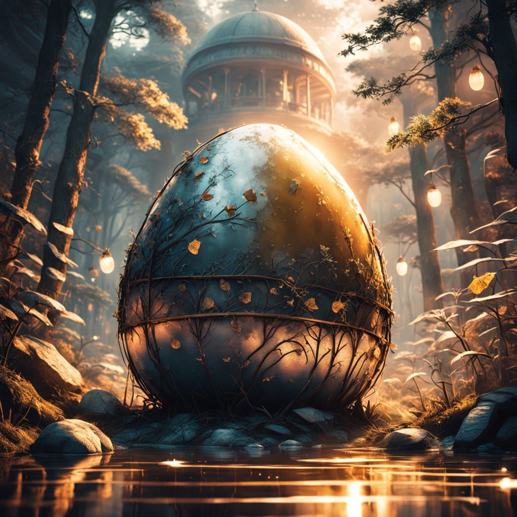 Mystical Forest Birth: Ancient Giant Eggshell Fragments