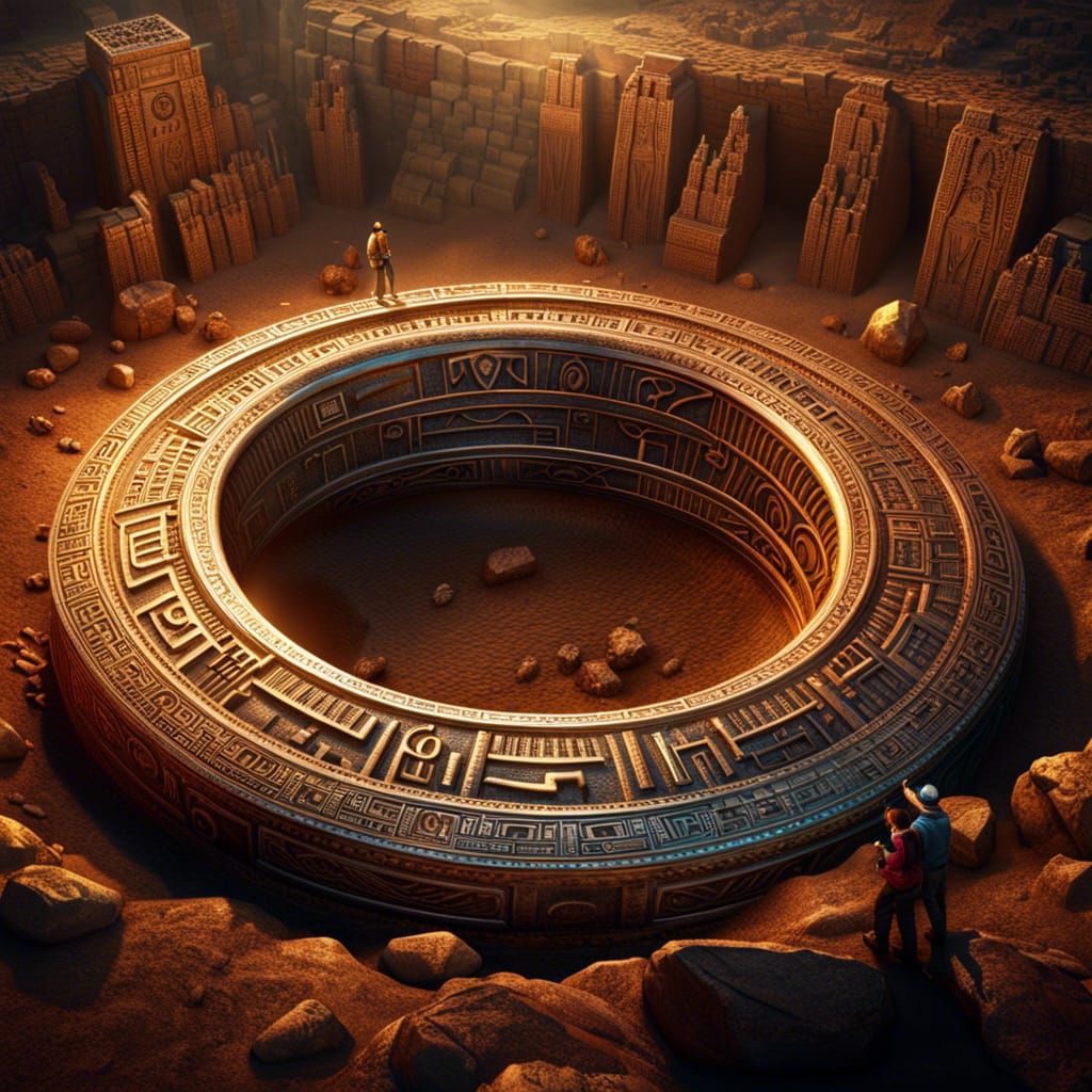 Archeologists Unearthing Glyphic Ring: Fantasy Concept Art