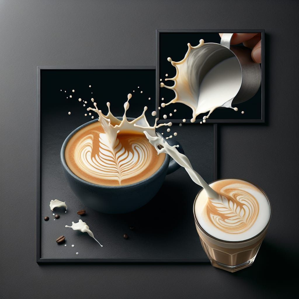 Cappuccino Latte Art Splash in Slow Motion