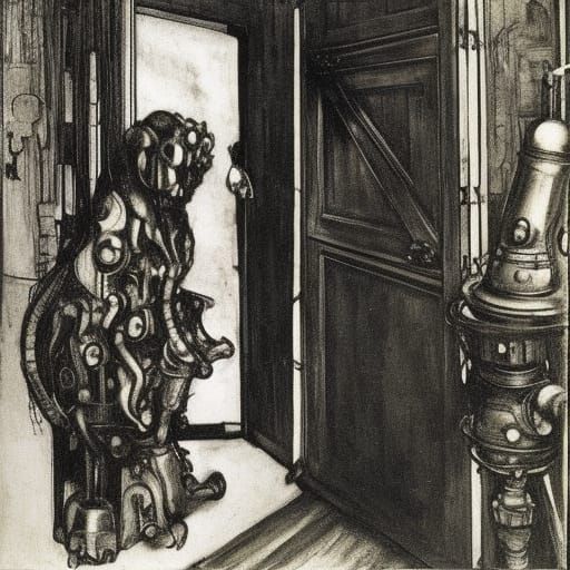 Mechanical Beast Remembers in Old Master Style