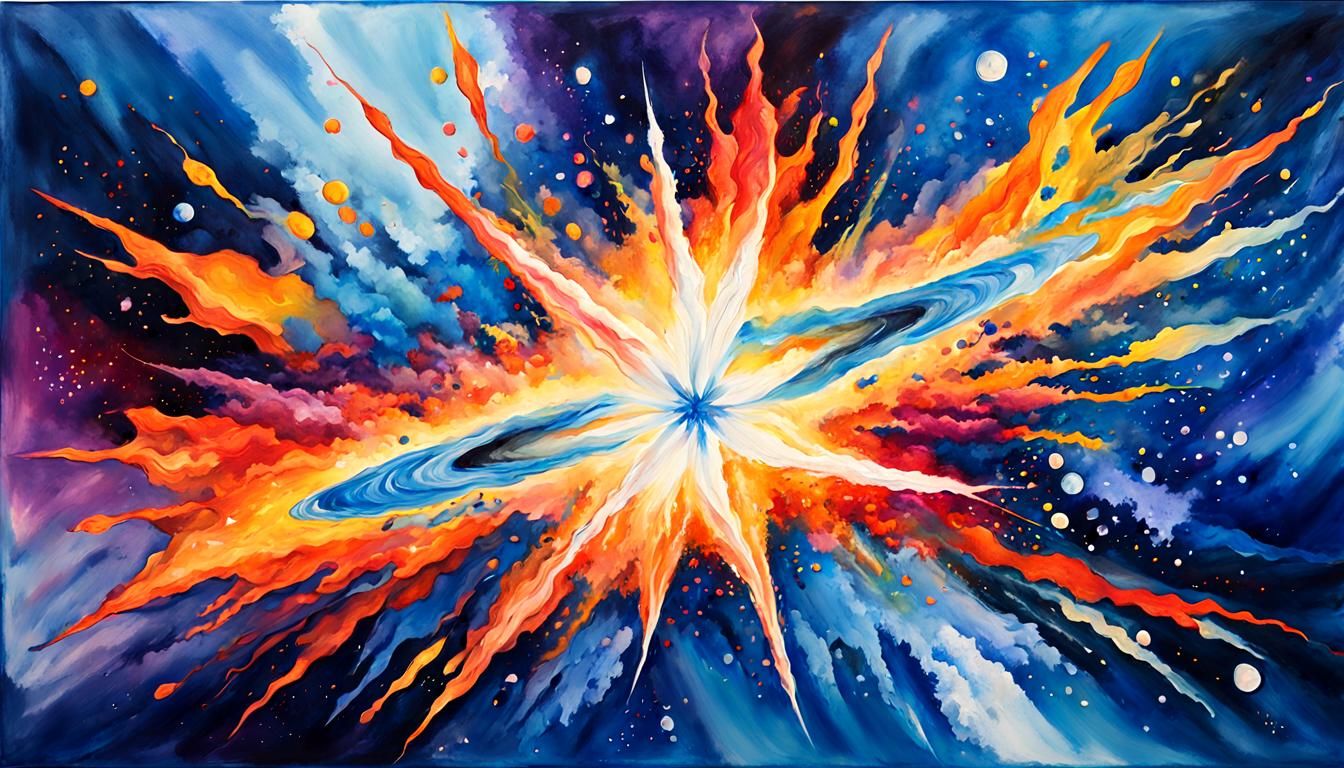 Blue Protostar with Plasma Jets in Impressionist Style