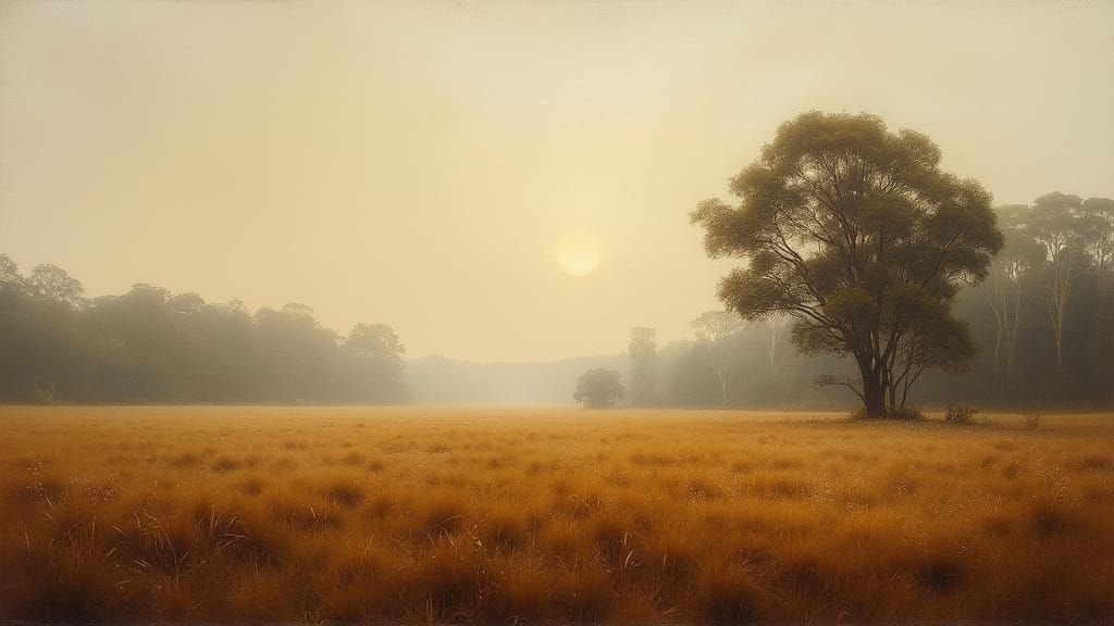 Misty Australian Bushland in Tonalist Style
