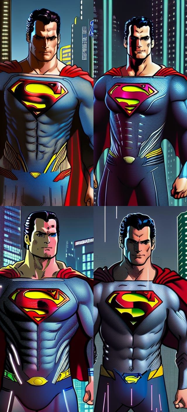 Cyberpunk Superman in Year 2050, Neon Style