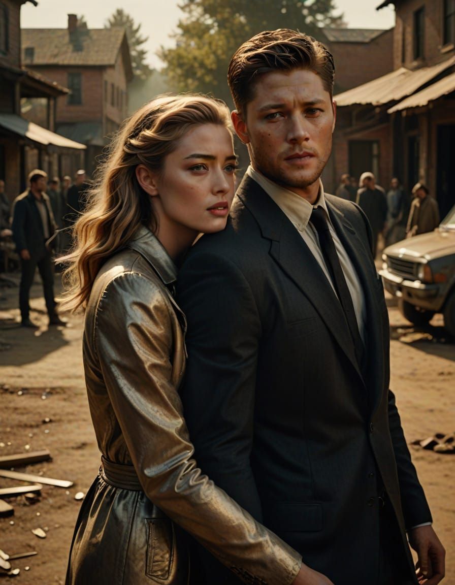 Cinematic Still of Amber Heard and Jensen Ackles in Intimate...