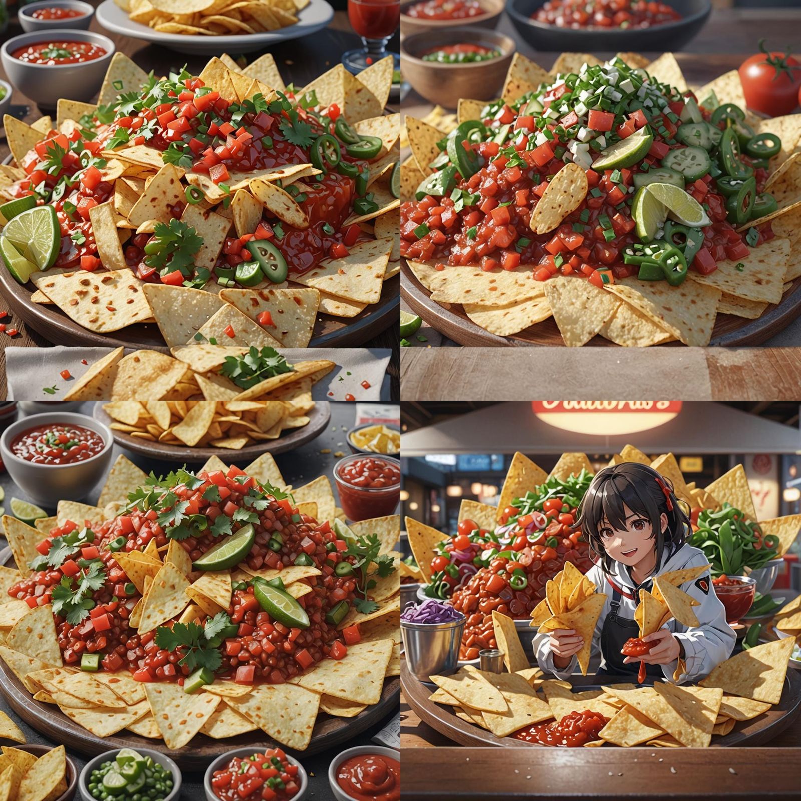 Restaurant Style Chips and Salsa in 3D Anime Art