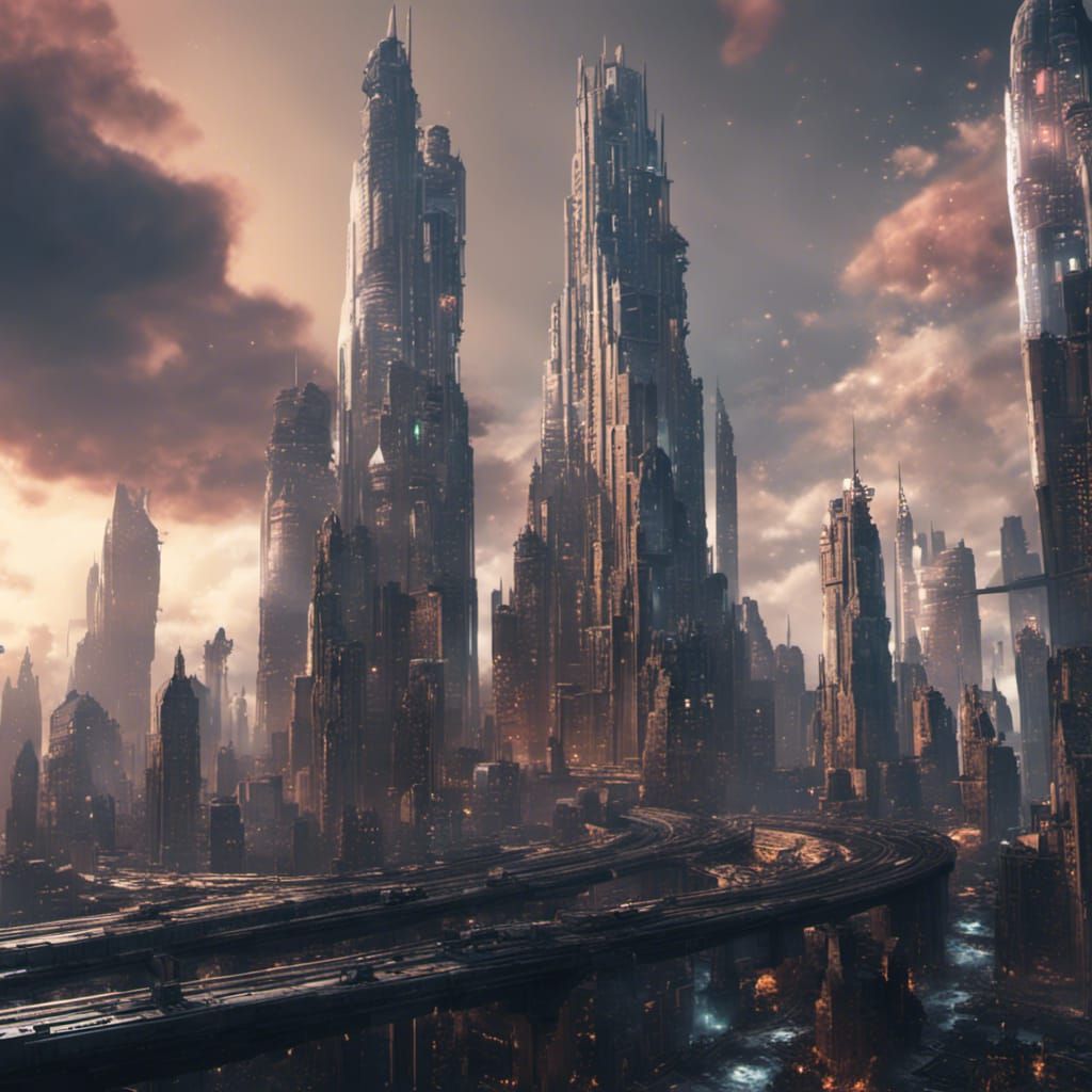 Generative AI Surrounds City in Detailed Matte Painting