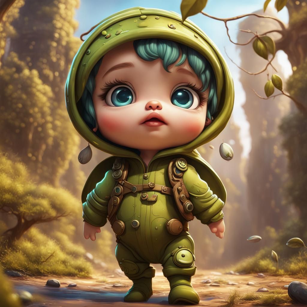 Incredibly Cute Olive Baby Detailed Matte Painting