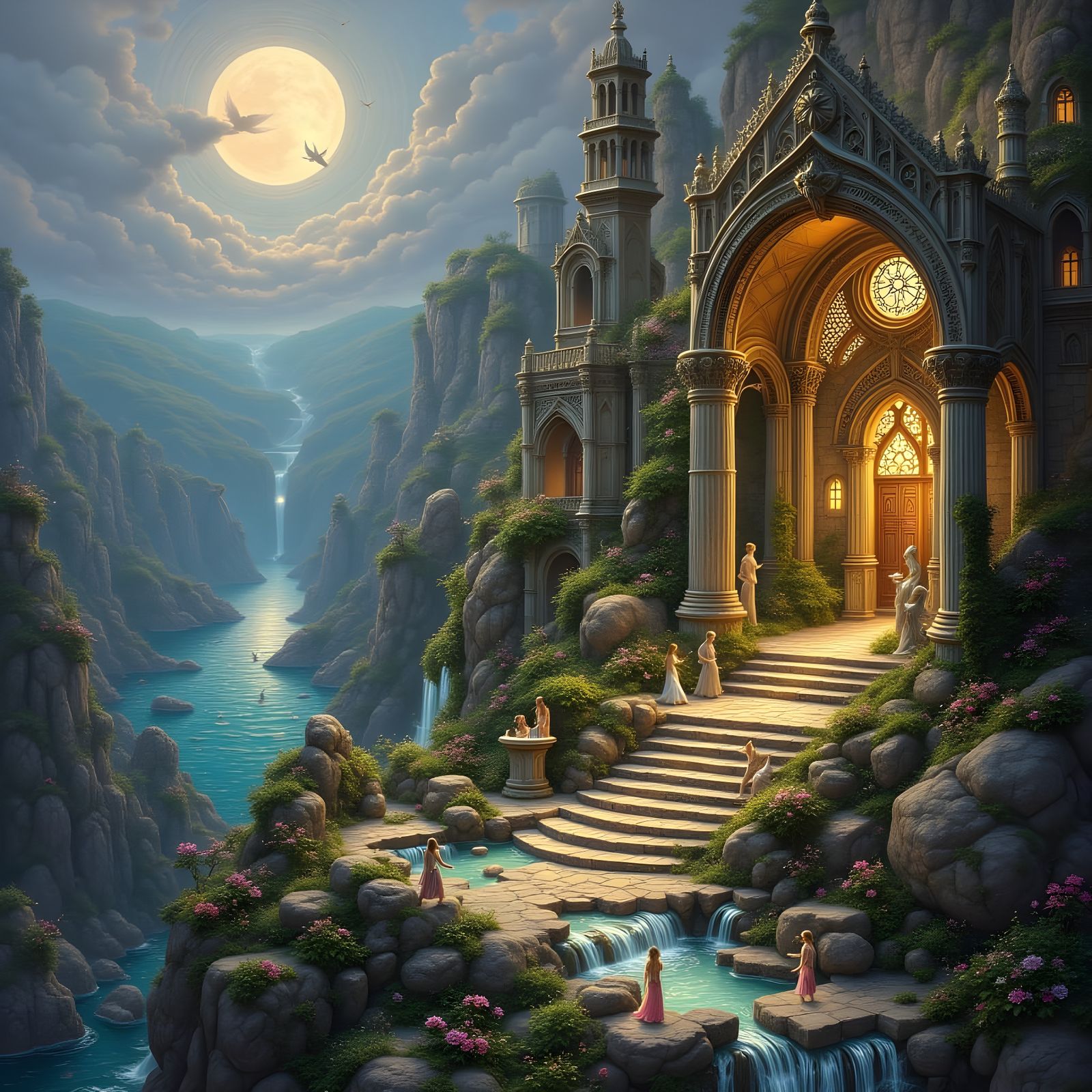 Ancient Italian City Illuminated by Warm, Luminous Light