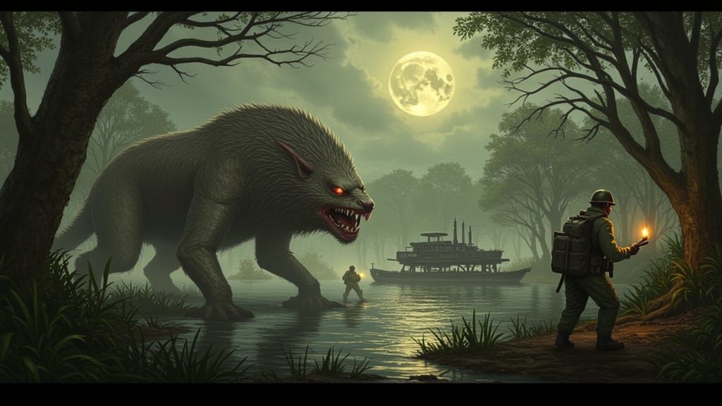 Mysterious Werebeast Lurks in Bayou Shadows as Paddle-Walker...