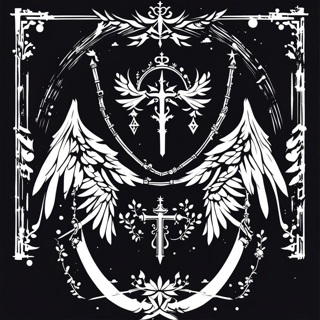 Angel Wings and Crown Logo in Anime Style