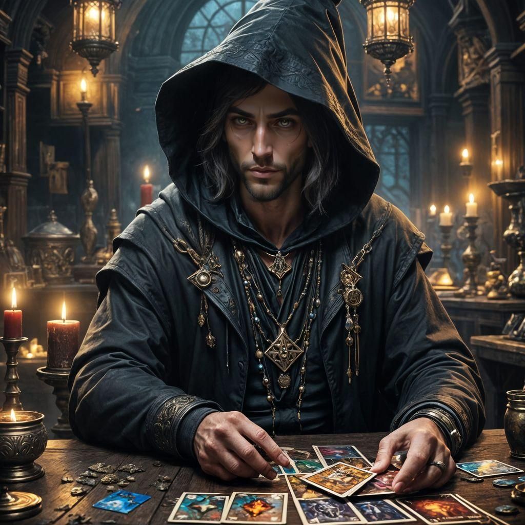 Dark Fantasy Tarot Card Dealer in High Detail