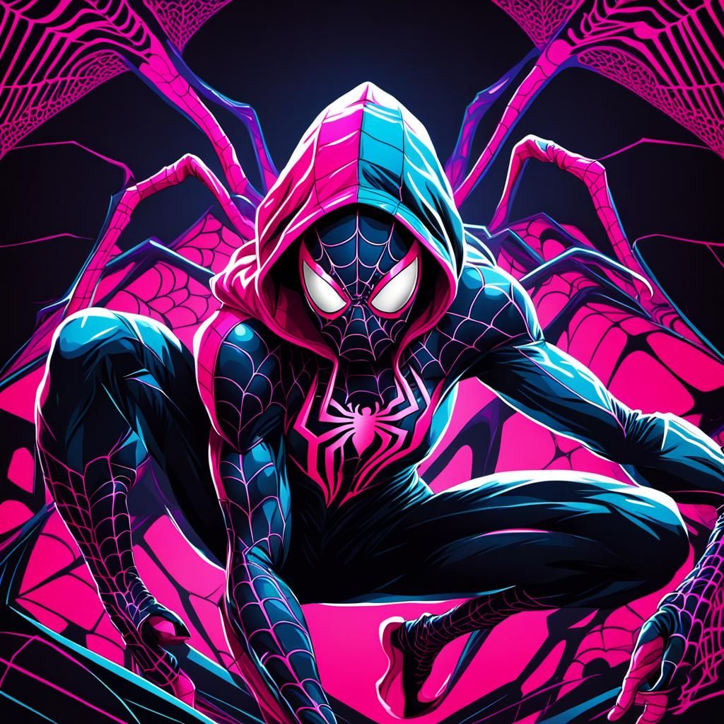 Spidergwen Spiderman Venom Blacklight Poster with 3D Shading