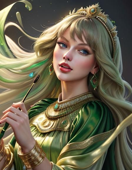 Nature Goddess Portrait as Impasto Oil Painting