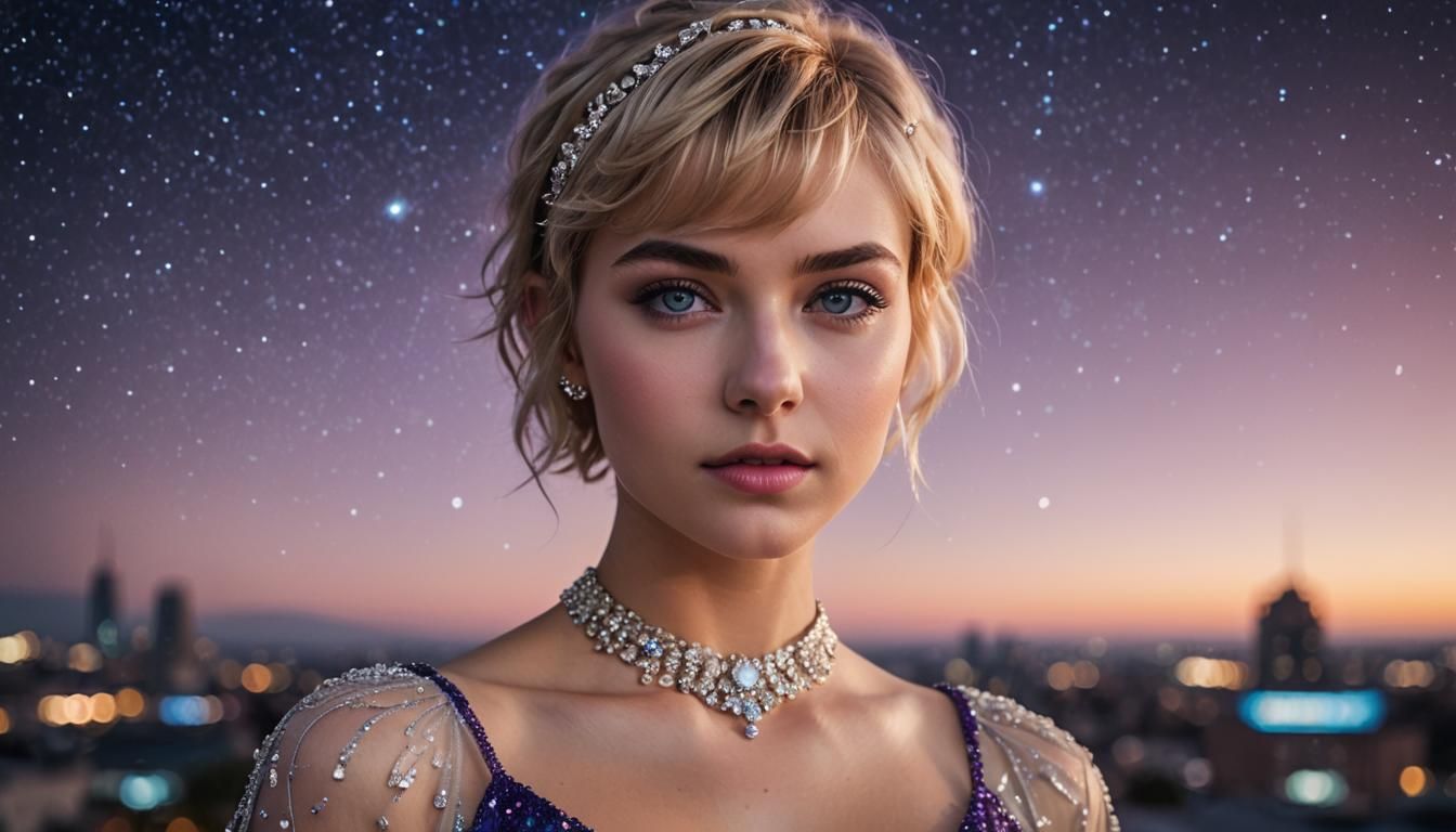 Hyperrealistic Portrait of Woman in Glass Dress