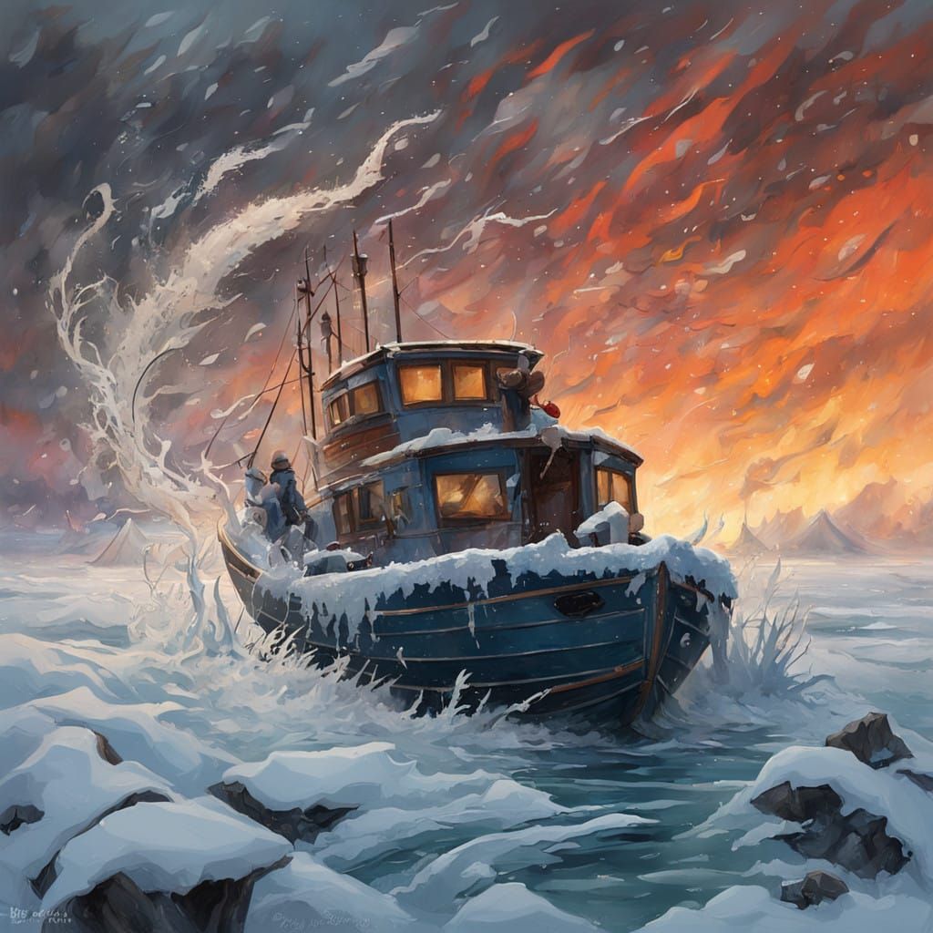 Surreal Winter Scene in Hyperrealistic Style