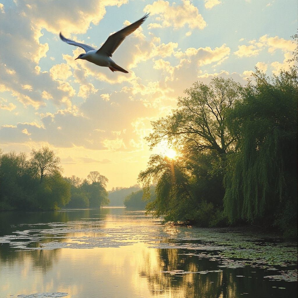 God's Silent Realm: Whispering Shadows and Still Rivers