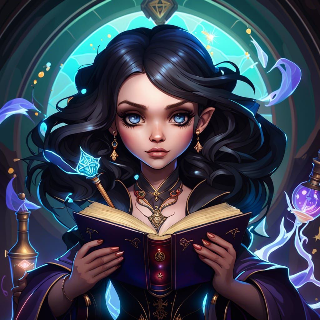 Gothic Anime Sorceress Portrait