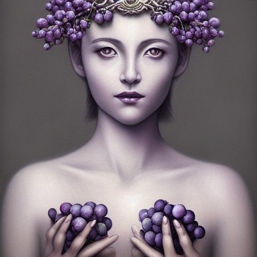 Grapes Goddess Portrait in Fantasy Style