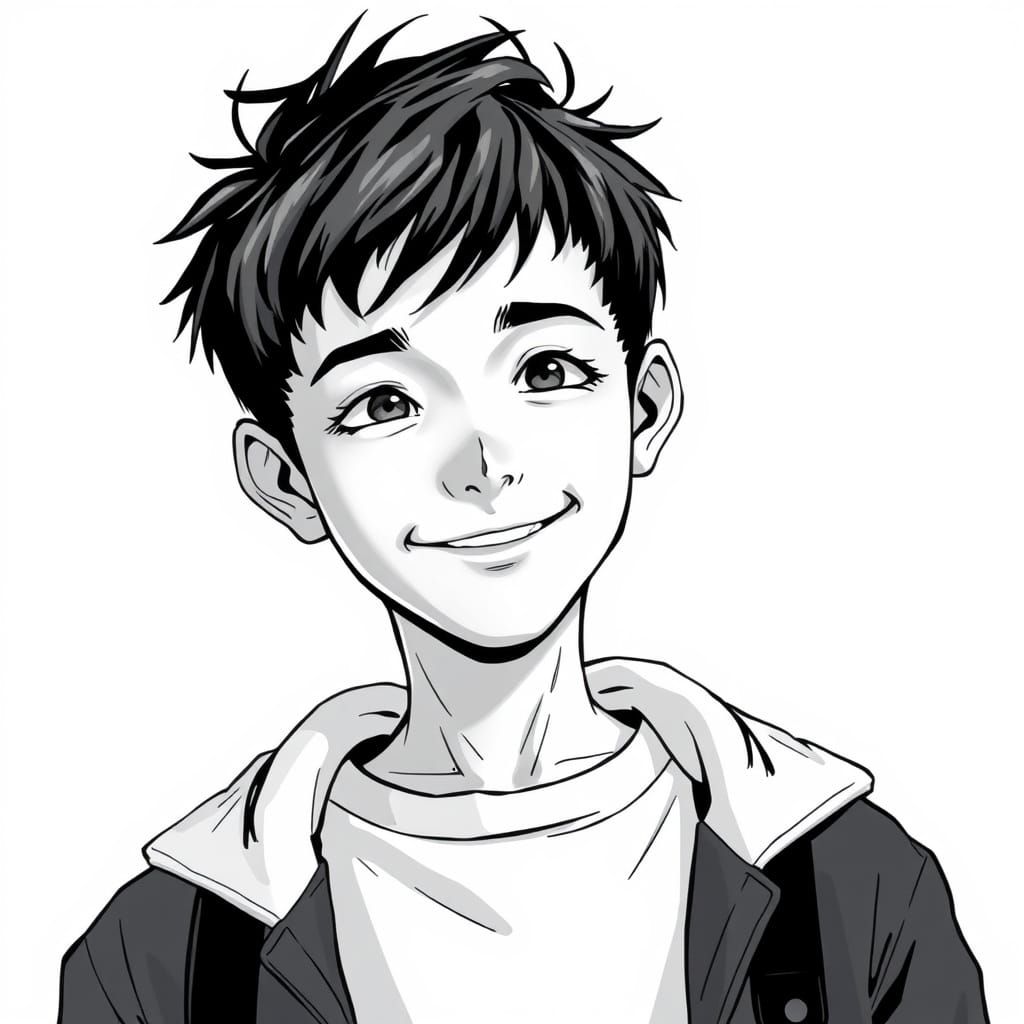 Boy Smiling in Moody Monochrome