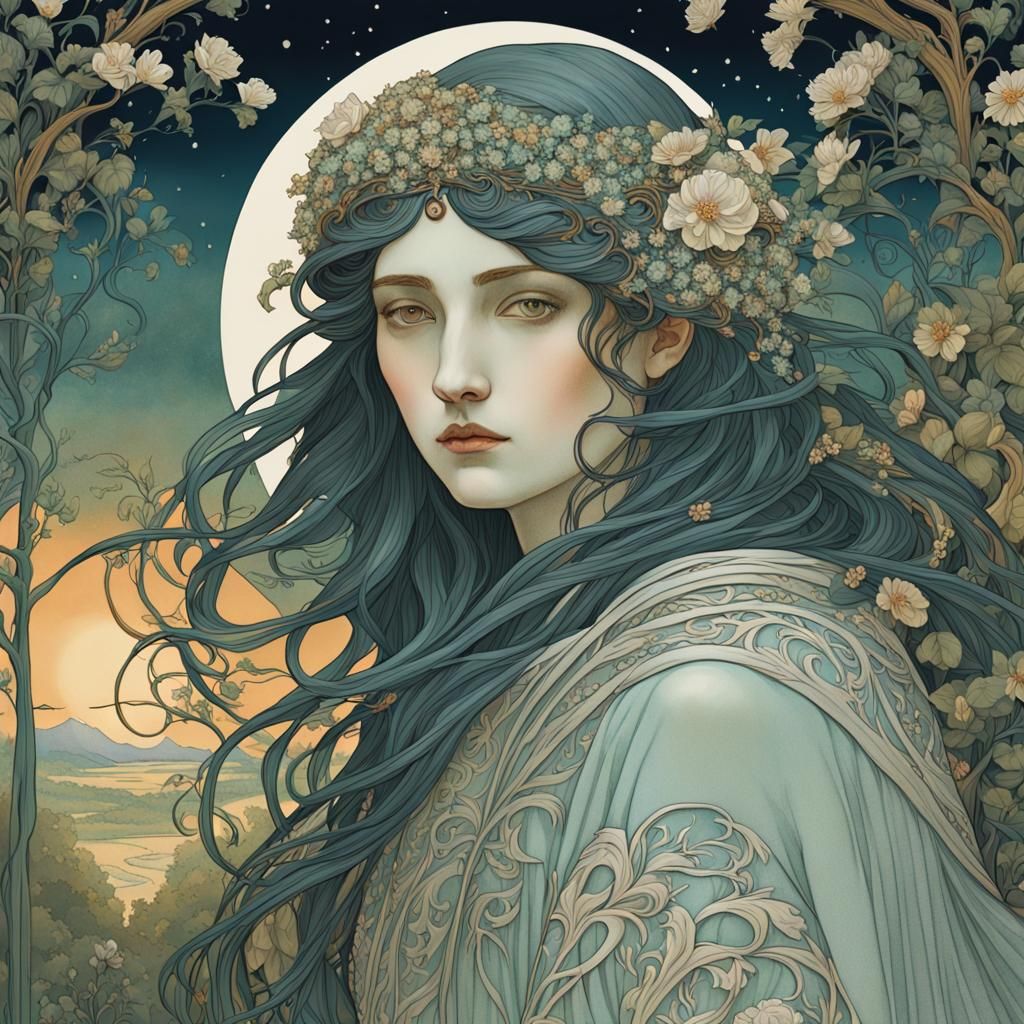 The Reaper in Art Nouveau Style