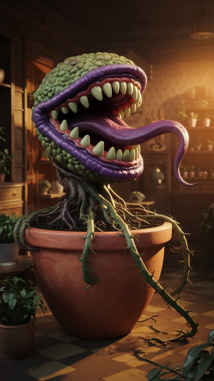 Surreal Carnivorous Plant Sits in Vintage Flower Shop