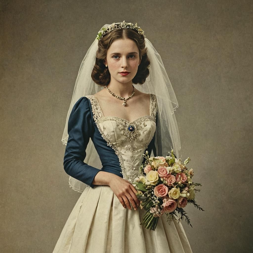 Vintage Wedding Photo in Hand-Colored Style