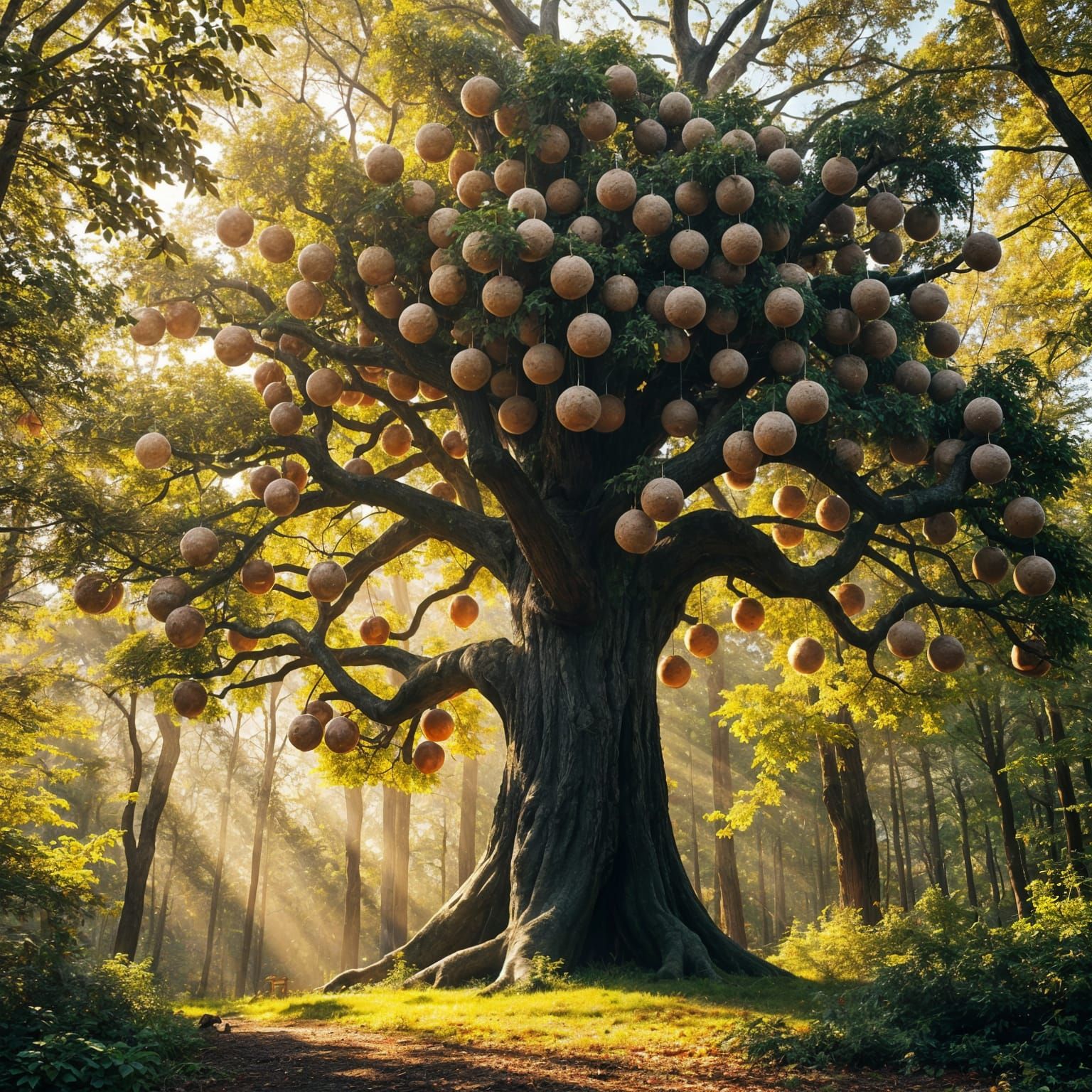 Surreal Meatball Tree Radiates Sunlit Fantasy