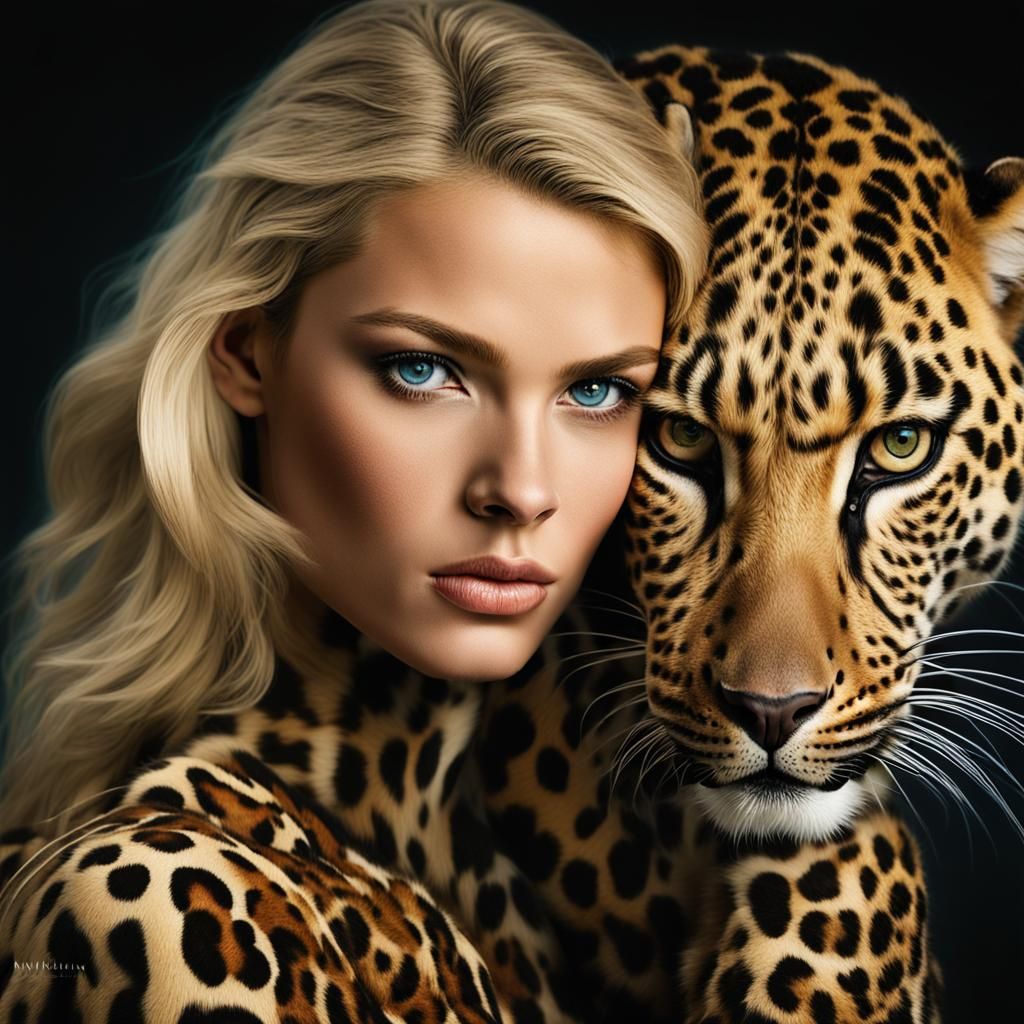 Leopard Airbrush Portrait in Fantasy Art Style