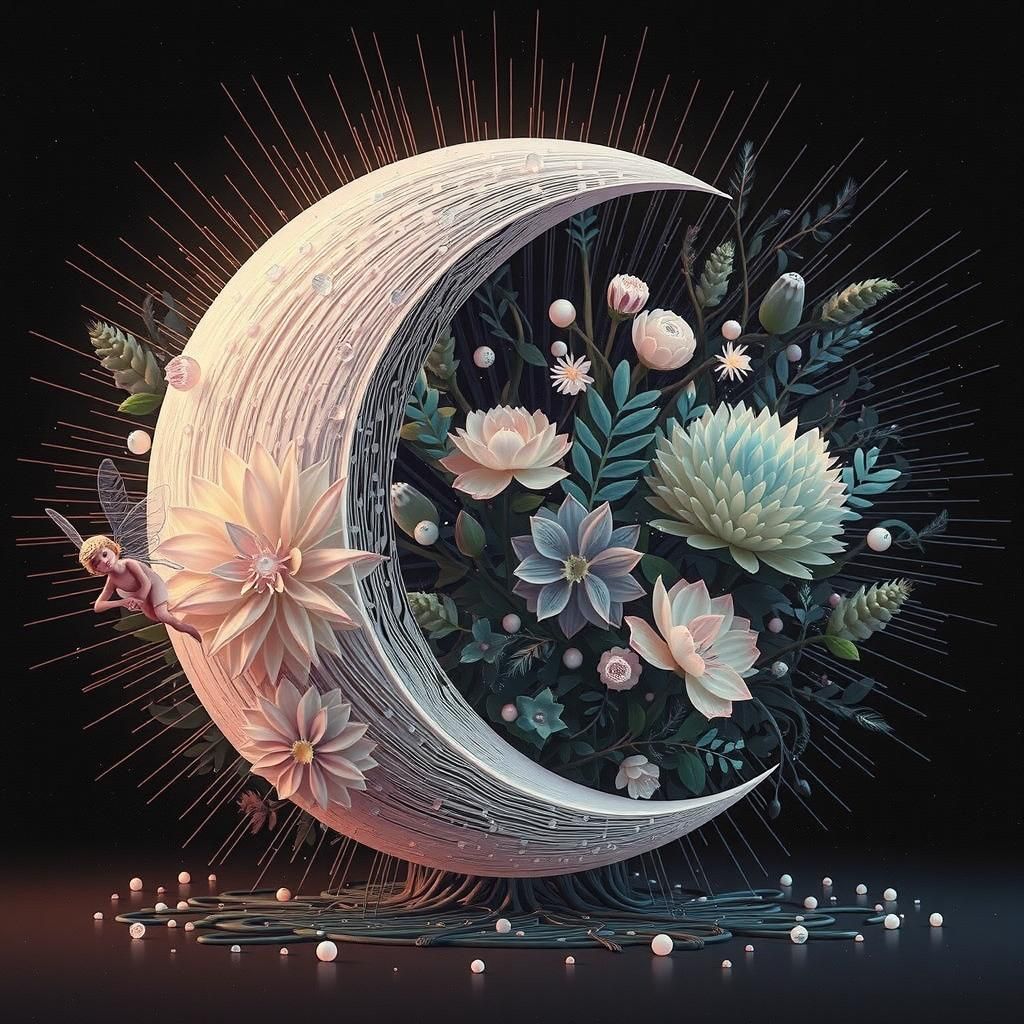 Ethereal Fairy on Mushroom Cap in Dreamlike Style