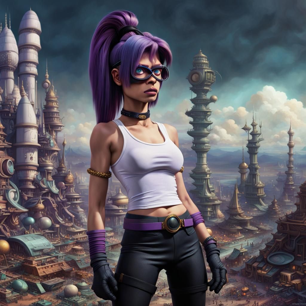 Futurama Leela Character Portrait in Digital Art Style