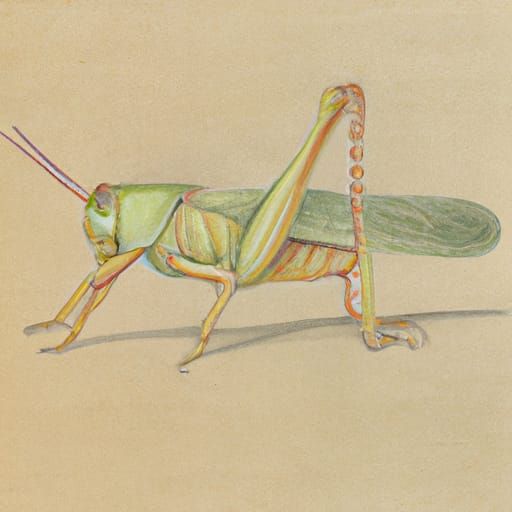 Realistic Colored Pencil Drawing of Grasshopper