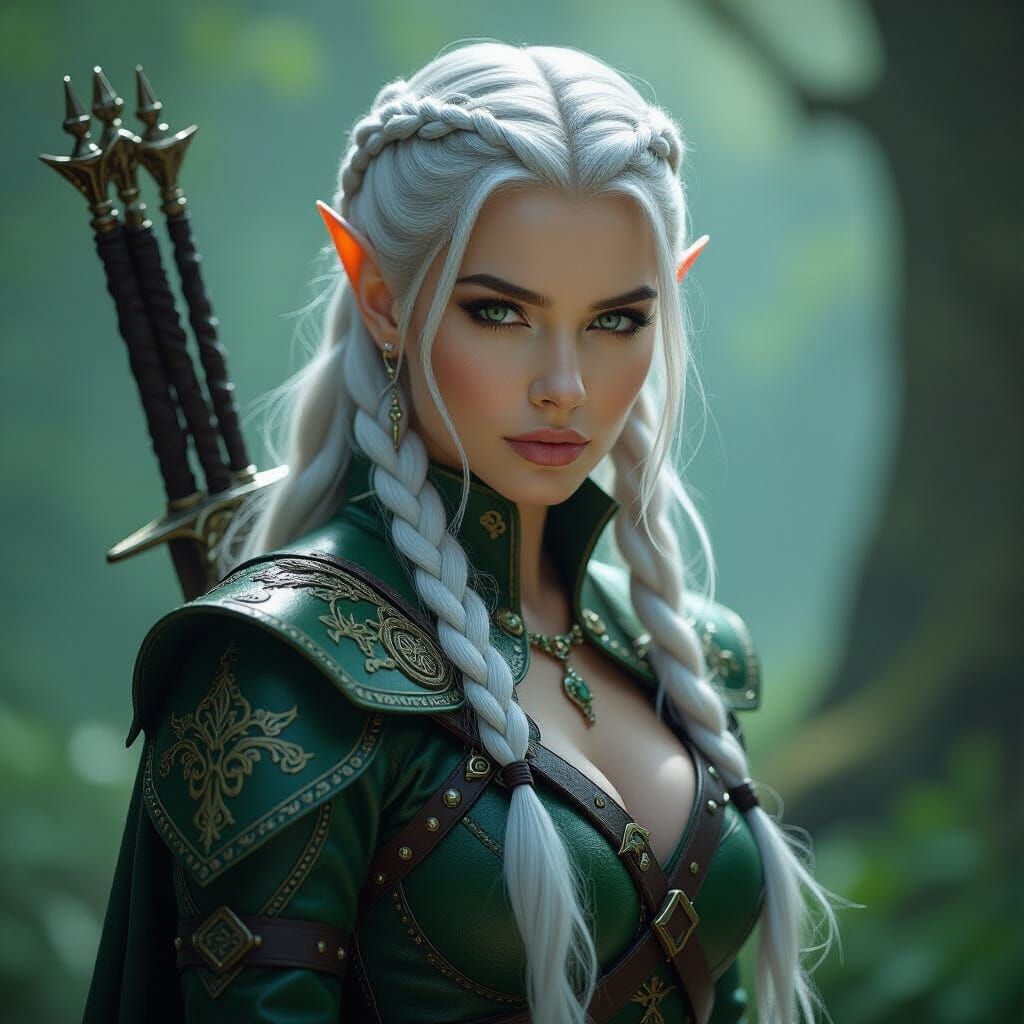 Elven Assassin with Glowing Runes in Forest