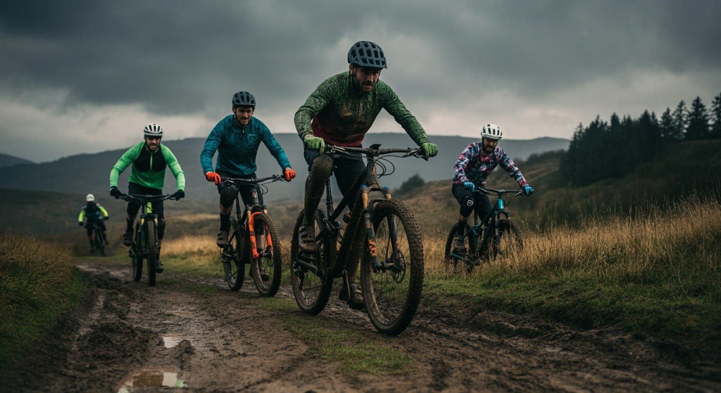 Mountain Bikers Brave a Stormy Trail