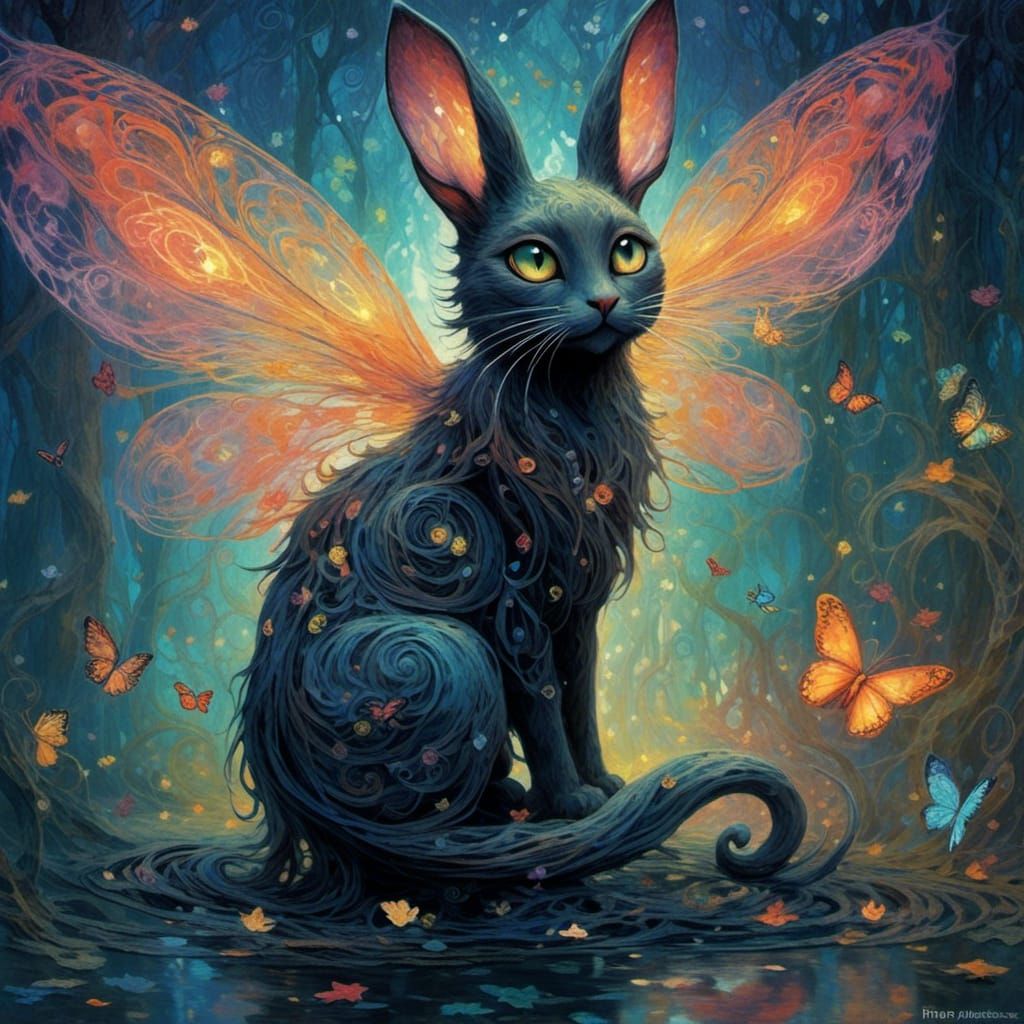 Ethereal Fairy Rabbit in Gothic Dreamscape