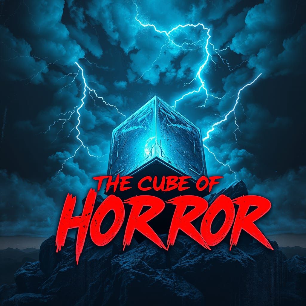 Eerie Neon Horror Poster in Cyberpunk Style