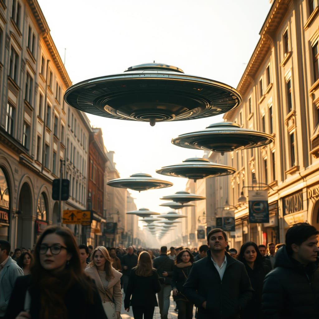 Golden UFOs Descend on Historic Taksim Street in Istanbul