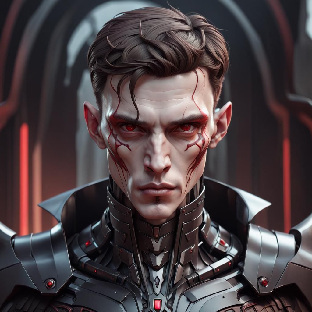 Futuristic Vampire in Armor: Hyperdetailed Portrait