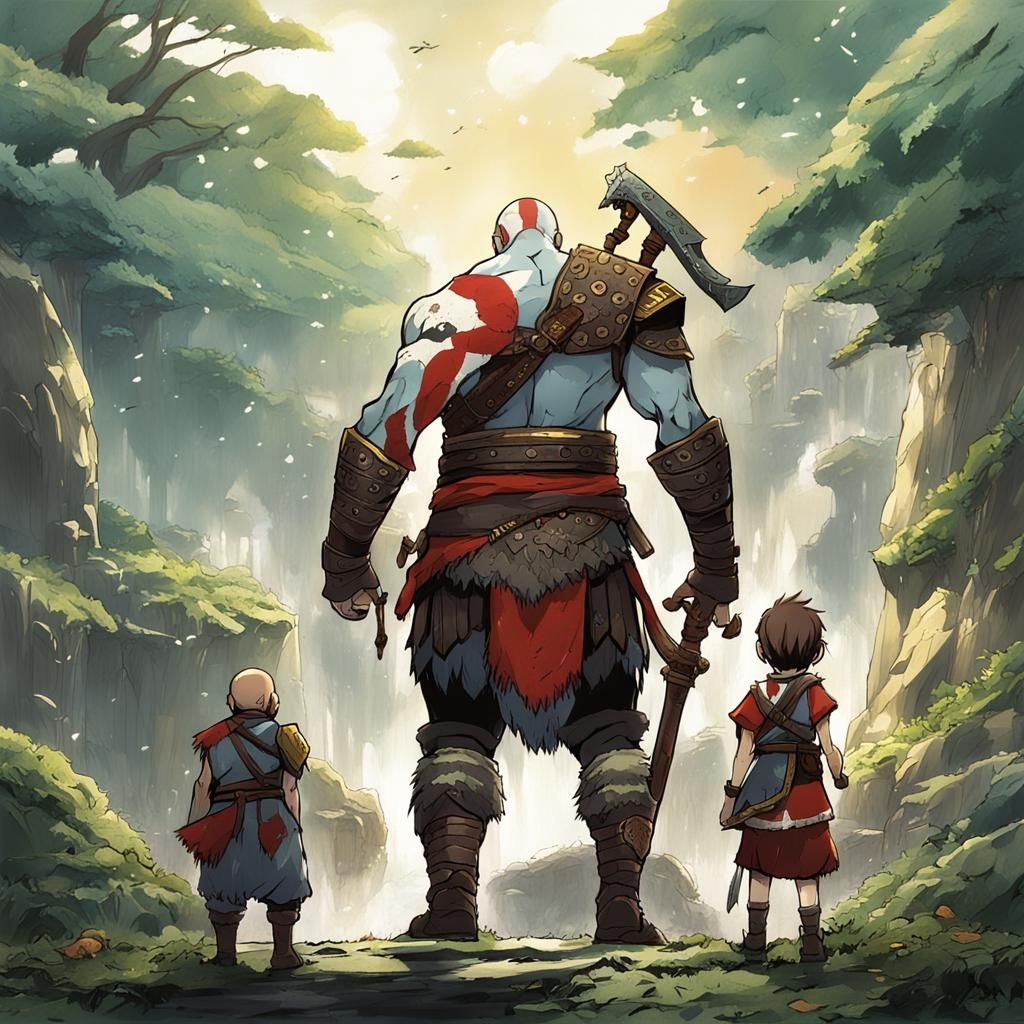 God of War in Studio Ghibli Anime Style