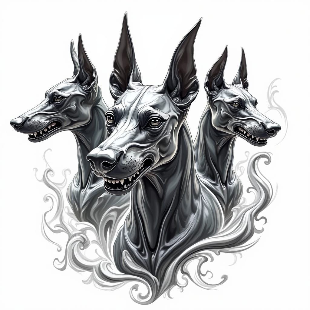Three Dobermans in Polished Silver Chrome