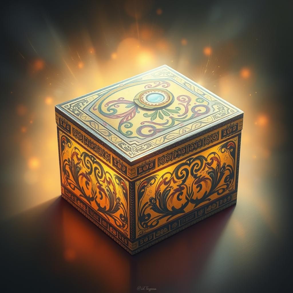 Ornate Box Emitting Happiness in Dreamlike Style