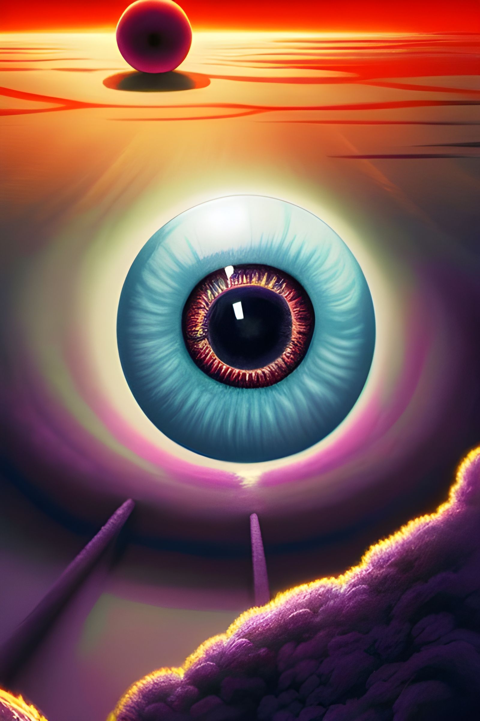 Floating Eyeball in Space: Surreal Sci-Fi Art