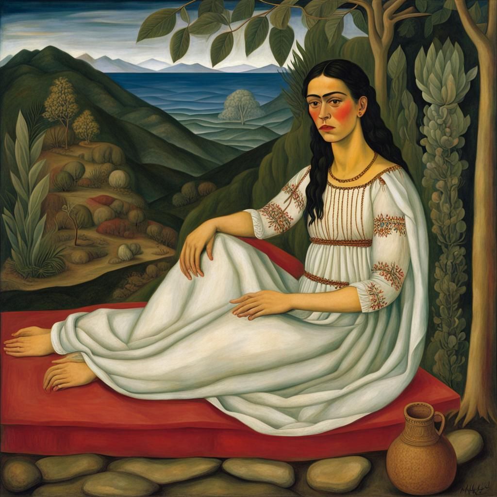 Mary Magdalene Portrait in Frida Kahlo Style