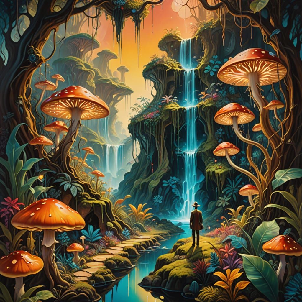 Time Traveler's Surreal Discovery: A Dali-esque Oil Painting