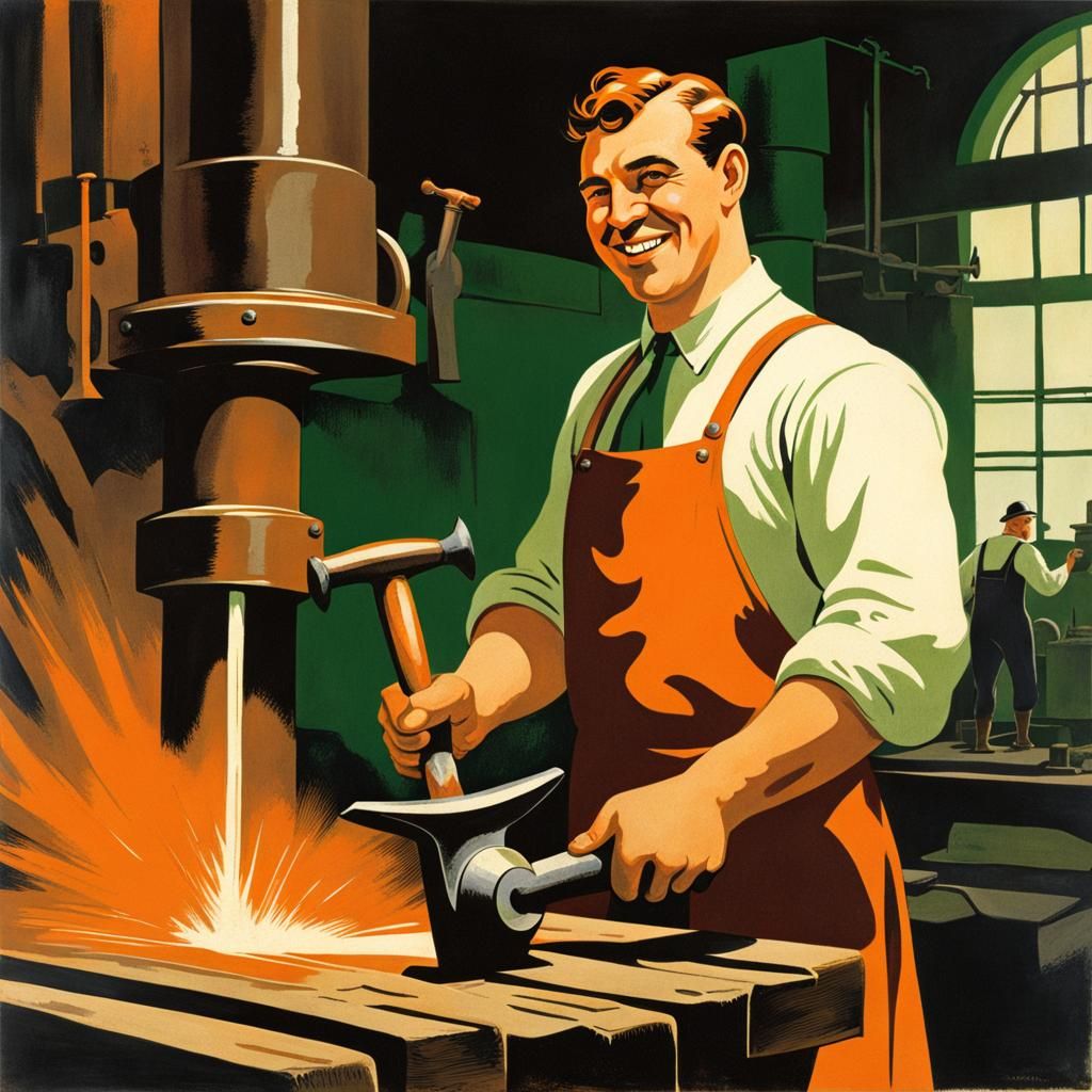 Vintage Irish Propaganda Poster of a Blacksmith