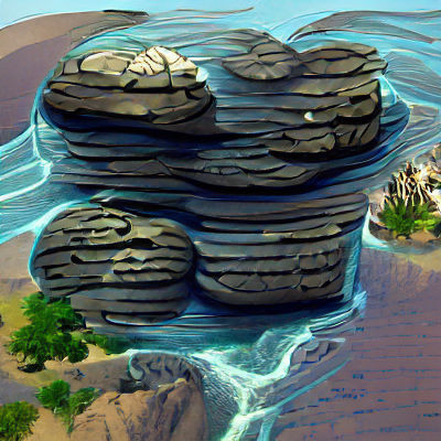Floating Island with Waterfalls