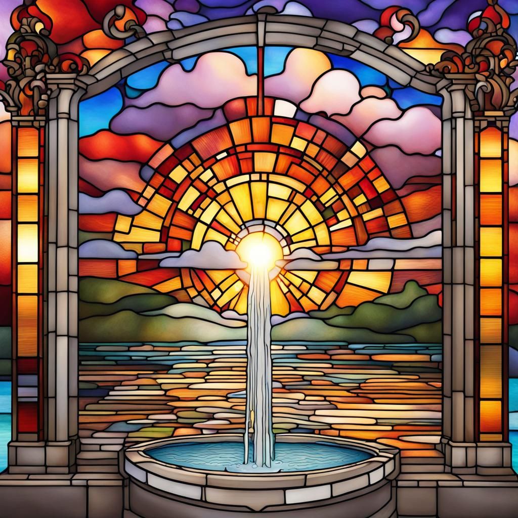 Stained glass fountain