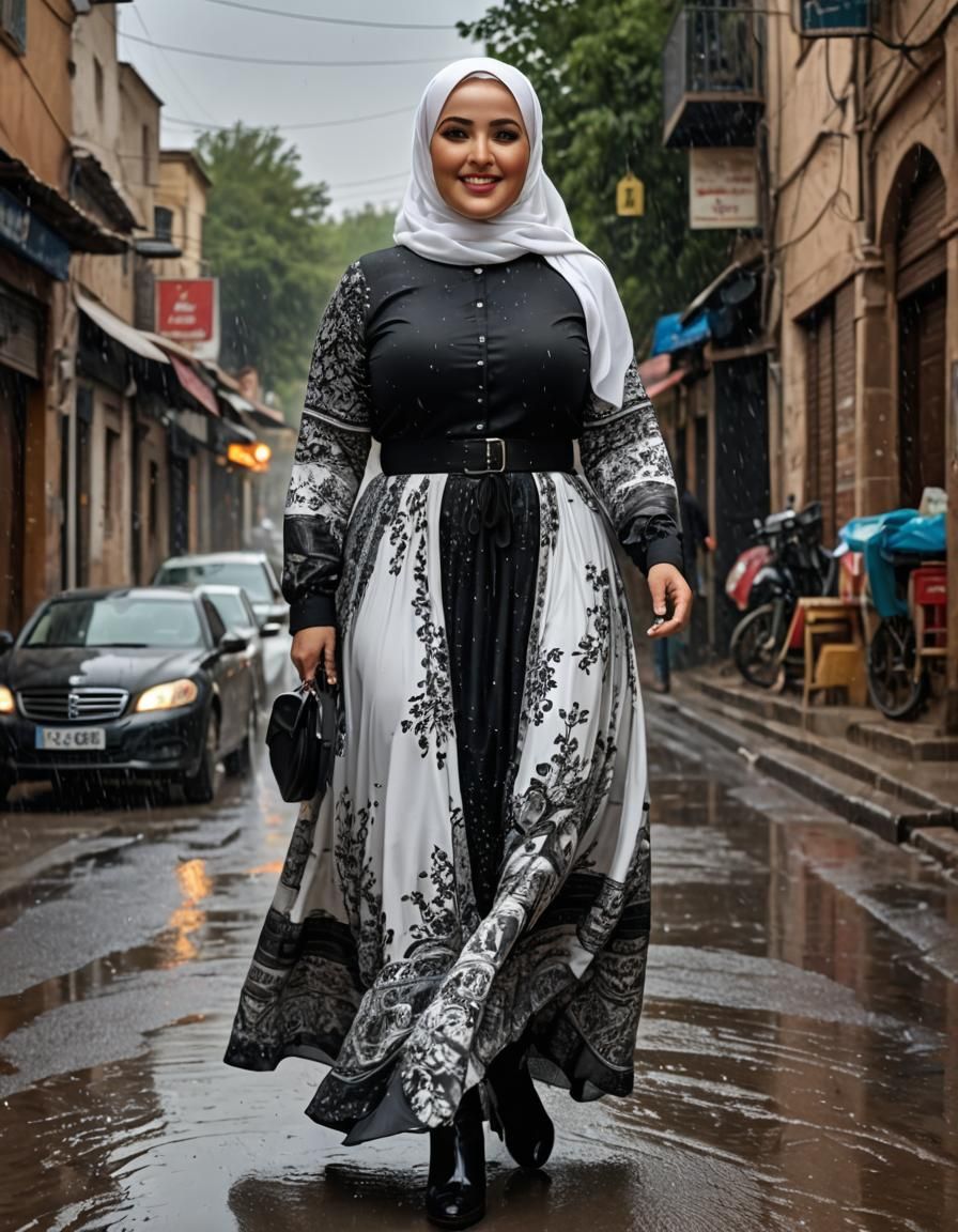 Stunning Middle Eastern Woman in Elegant Black Maxi Dress