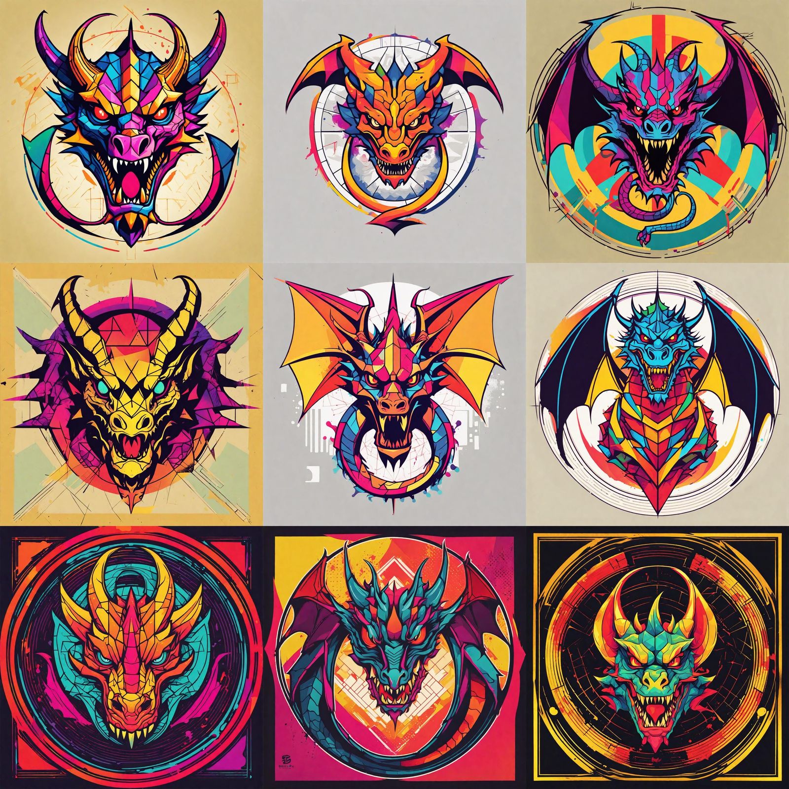Demon Dragon Logo in Pop Art Style