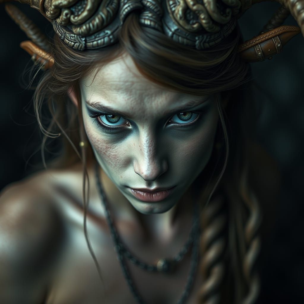 Mysterious Female Satyr in a Moody Landscape